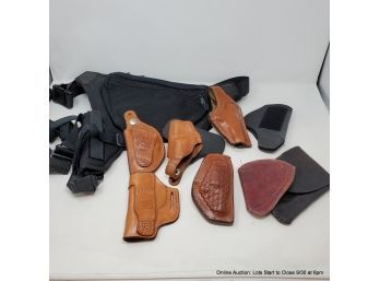 Large Lot Of Assorted Leather & Vinyl Holsters Including A Concealed Carry Fanny Pack By Bagmaster