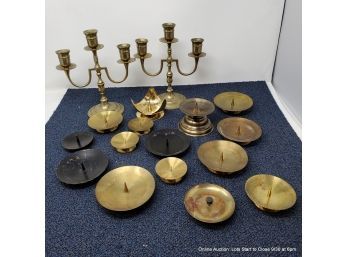 Lot Of Assorted Brass Candle Holders