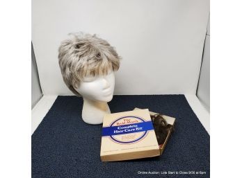 Two Wigs Including Spencer Gifts 1979 Bald Man's Complete Hair Care Kit