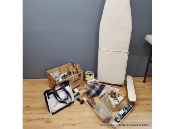 Large Craft Lot With Ironing Board, Sewing & Knitting Supplies, Ironing Ham, Trim, Zippers