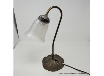 Brass Lily Pad Lamp With Glass Shade