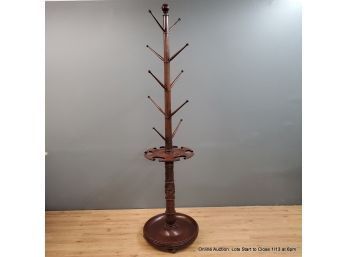 Antique Wood Hat & Cane Stand