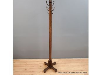 Wood Coat Rack With Metal Hooks