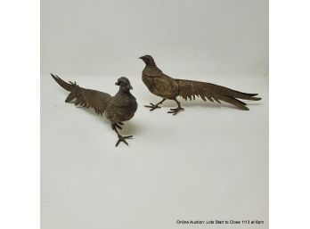 Pair Of Cast Metal Pheasants