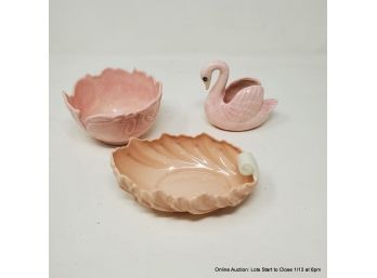 Lot Of 3 Vintage Pink Dishes