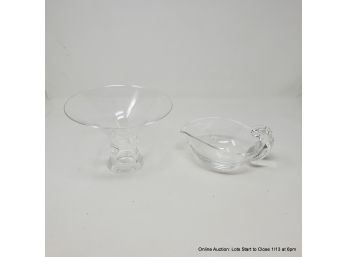 Steuben Crystal Vase And Candy Dish