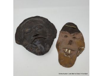 Two Vintage Mask Plaques