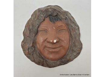 Plaster Inuit Head Plaque