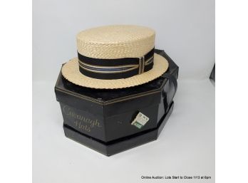 Vintage Dobbs 5th Ave Boater Hat In Cavanagh Hat Box