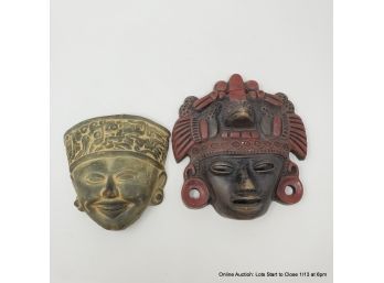 Two Pottery Meso American Style Masks