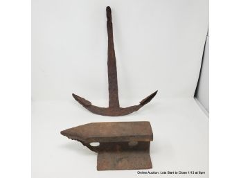 Rusty Metal Anchor And Home Made Anvil