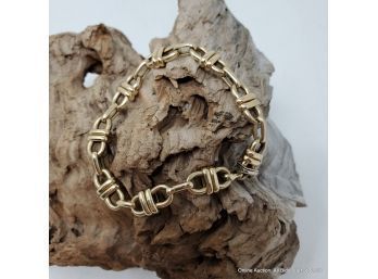 One (1)14K Yellow Gold Fancy Link Bracelet. Weight 12.48 Grams.