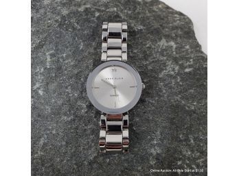 Skagen 'Steel' 22mm Ladies Wristwatch Having A Mother Of Pearl Dial With Clear Stone Hour Markers