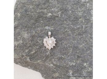 14K White Gold Heart Shaped Diamond Pendant 1.00 Carat Total Weight