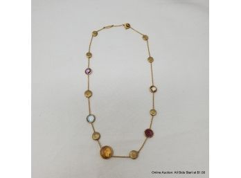 18K Yellow Gold And Gemstone Jaipur Station Necklace By Marco Bicego  Total Weight 10Grams