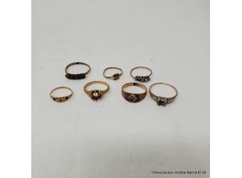 Seven 14 K Yellow Gold Rings 10 Grams