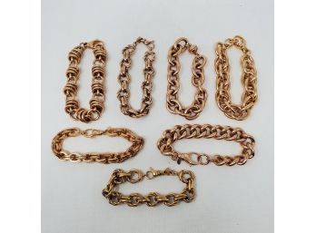 Seven Rose Gold Toned Bracelets All Seven Bracelets Stamped Bronze Milor Italy Total Weight 256.4grams