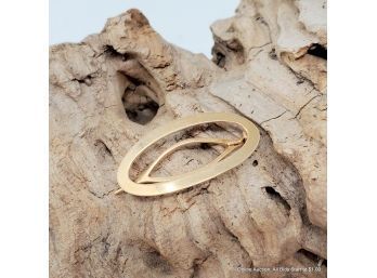 One (1) 14K Yellow Gold, Oval Shaped Barrette That Measures 33mm X 16mm. Total Weight - 2.86 Grams