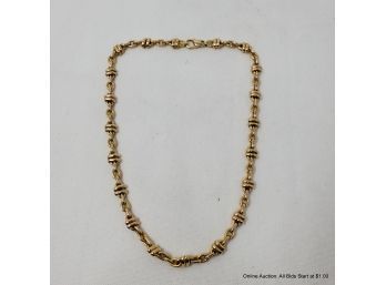 14K Yellow Gold Fancy Link Chain Necklace Finished With Lobster Clasps 16.5 Inches Long, 19.53 Grams