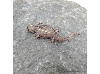 Gold And Silver Lizard-Form Brooch