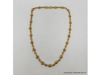 14K Yellow Gold Fancy Link Chain Necklace Finished With Lobster Clasps 18.5 Inches Long, 21.64 Grams