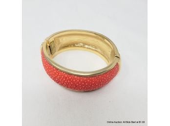 Robyn Brooks Hinged Bangle With Cork And Gold Tone Bracelet