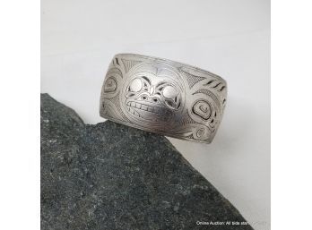 Sterling Silver Haida Cuff Bracelet Signed LP 46grams