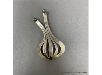 Sterling Silver Denmark N. E. From Garlic Form Brooch 11 Grams