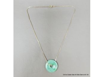 Jade Pendant On Yellow Metal Chain