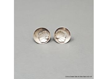 Georg Jensen USA Hand Wrought Sterling Silver Screw Back Earrings 5 Grams