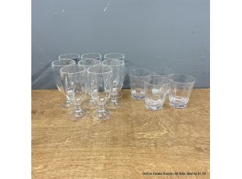 12 Outdoor Acrylic Clear Glasses: 8 Stemmed Water Four Double Old Fashioned