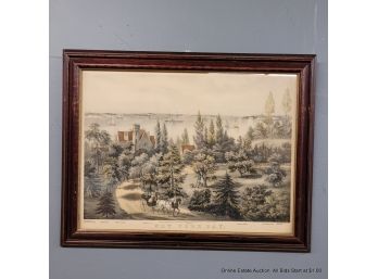 Lithograph Of Fanny Palmer's New York Bay By Currier & Ives