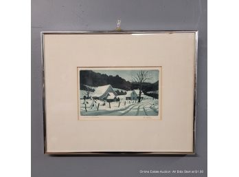 Signed Kenneth Reeve Etching Titled Winter In Brown County