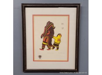 Enook Manomie Signed Serigraph Titled Mother And Child 1979 No. 436/1000