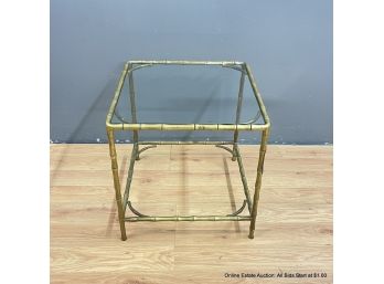 Brass And Glass Bamboo Form End Table