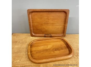 2 Vintage Wood Trays One Is Dansk