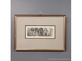 Signed Charlotte Tirman Artist's Proof Etching Of The Great Inquisitors 1966