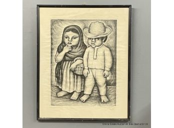 Jesus Ortiz Tajonar 1959 Mexican Mother Lithograph In Frame Pencil Signed