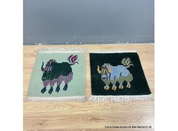 Two Hand-knotted Yak Area Rugs / Mats