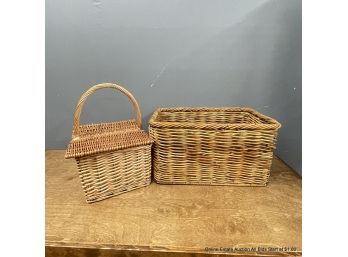 Two Complementary Baskets Picnic And Storage (LOCAL PICKUP OR UPS STORE SHIP ONLY)