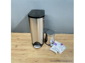 Two Simple Human Trash Cans With Liners 4.5 L & 30 L (LOCAL PICK UP ONLY)