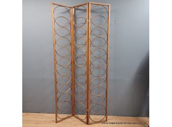 Vintage 3 Panel Wood & Bamboo Folding Screen (LOCAL PICKUP ONLY)