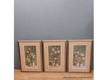 Set Of Three F. De Villeneuve Floral Offset Lithographs (LOCAL PICK UP OR UPS STORE SHIP ONLY)