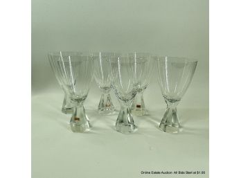 Set Of 6 MCM Friedrich Kristall Cut Crystal Wine Glasses