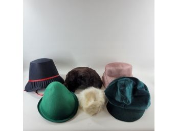 6 Vintage Hats Including 2 Fur