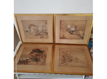 Four Chinese Watercolors On Paper