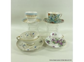 Porcelain China British And German Cups And Saucers From Gladstone, Eschenbach, Tuscan, & Rosina