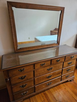 The Denver Wood Triple Dresser With Mirror