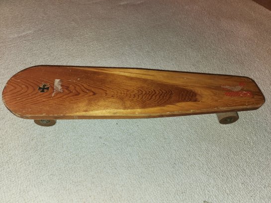 Solid Wood Skateboard With Roller Skate Wheels