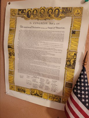 3 Declaration Of Independence Posters And American Flag